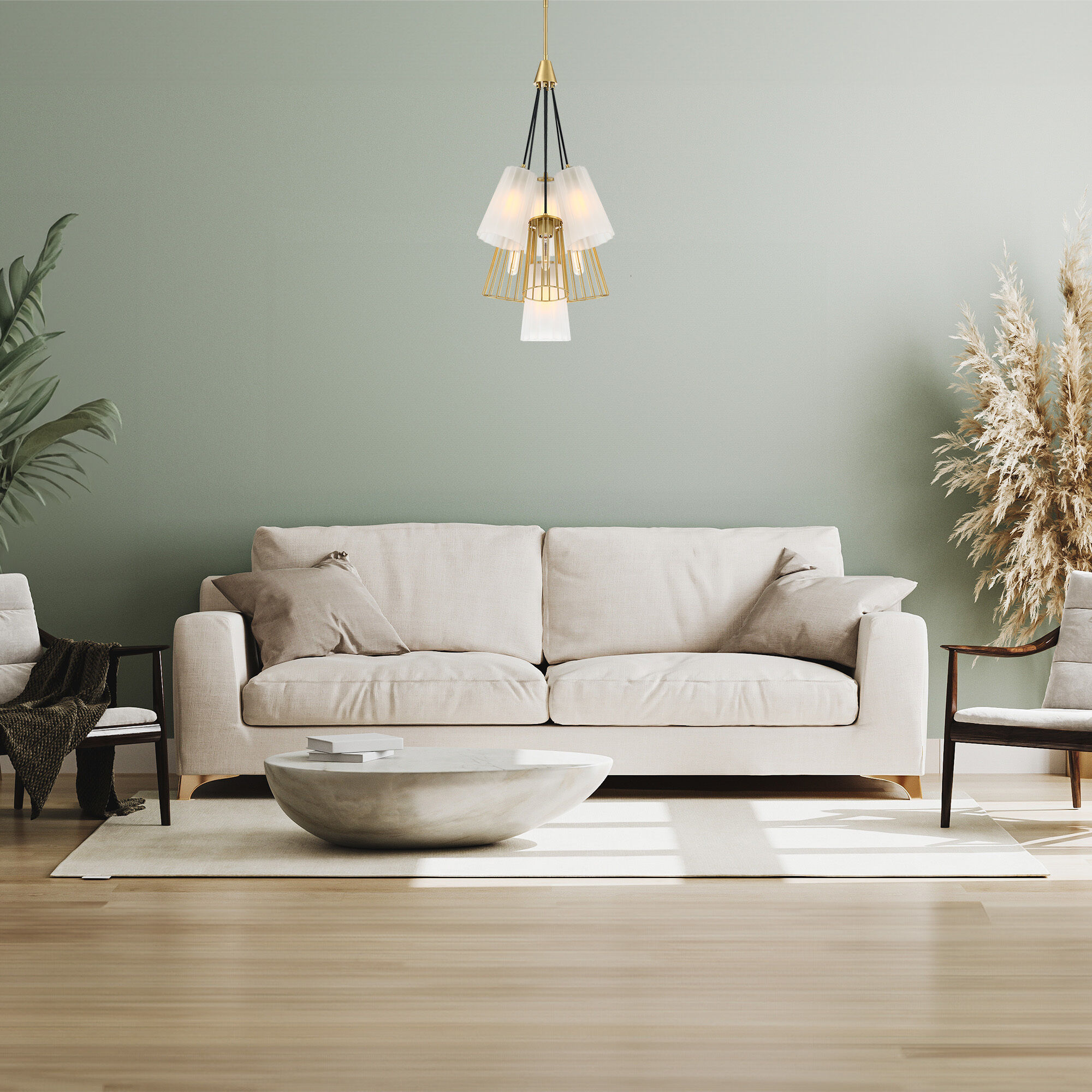 Liana 7 Light 18 inch Brushed Gold Chandelier Ceiling Light